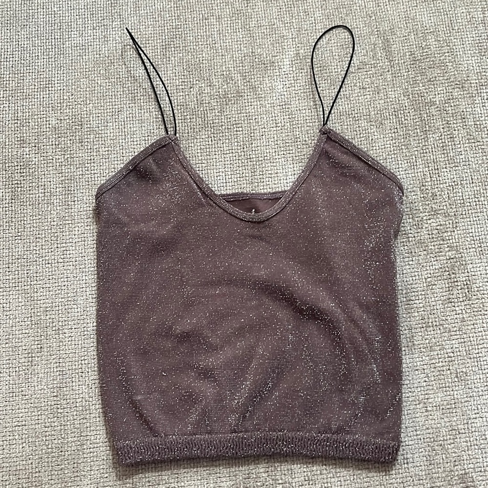 Free People Sparkle Brown Shimmer Tank